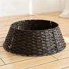 ABKY-Xmas Trees Foot Decor Christmas Tree Skirt Retro Round Basket Collar For Home Festival Party Background Decoration