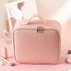 Large capacity multifunctional full screen mirror makeup bag portable waterproof leather beauty makeup storage bag