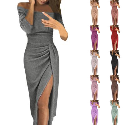 Off Shoulder Ruched Split Hem Dresses for Women Suitable As Cocktail Dresses for Women and Formal Dresses for Women Wedding Guest Dresses for Women