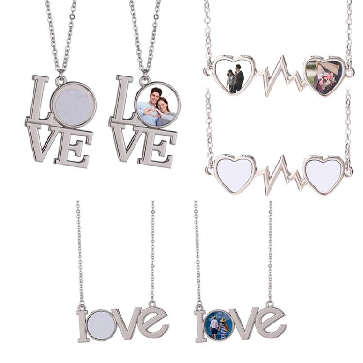 Sublimation Blank Photo Pendant Necklace Heat Transfer Bezels Pendant Jewelry