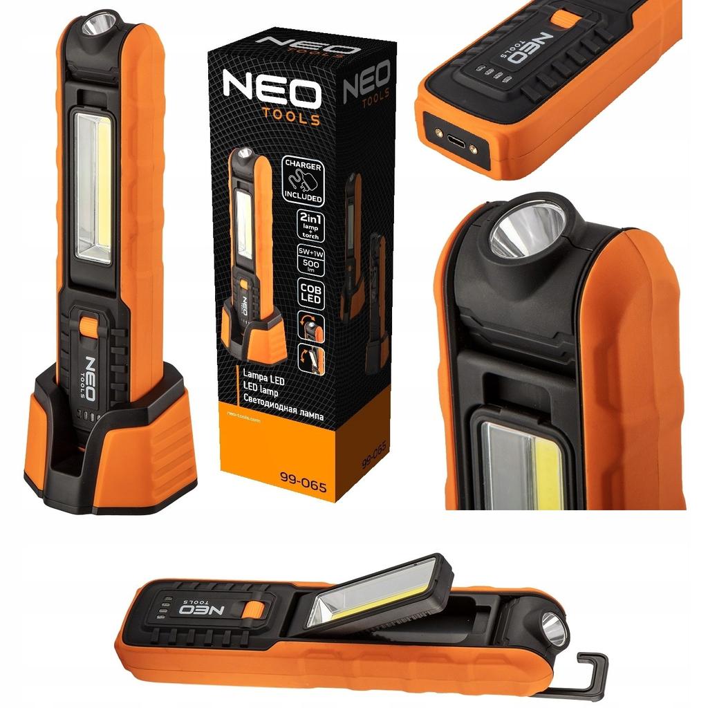 Rechargeable Workshop Lamp 500 Lm Cob + Flashlight + Base