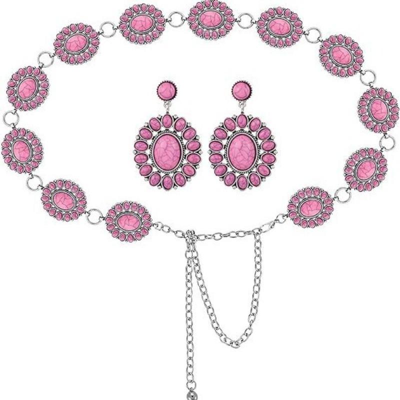 

Cross border hot selling retro carved turquoise waist women s jewelry Bohemian temperament belt body chain