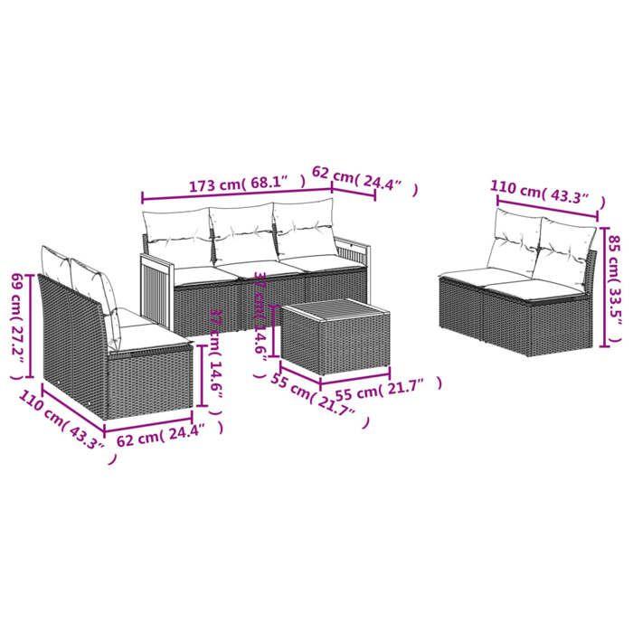 VidaXL Garden Lounge Set with Cushions 8 Pcs, Patio Sofas, Furniture Set, Outdoor Terrace Furniture, Black 3259963