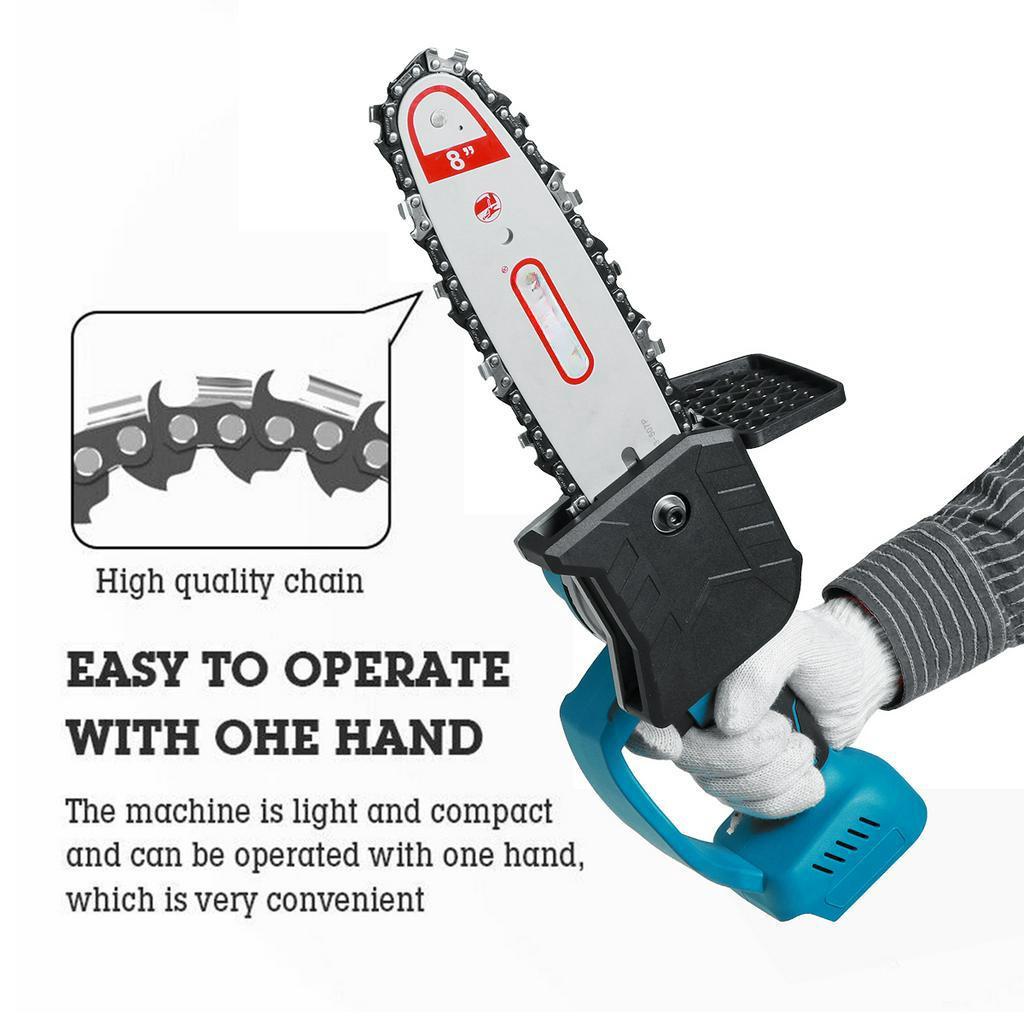 8 Inches Brushless Cordless Electric Chainsaw Pruning Saw Rechargeable Woodwork Cutter Garden Logging for 18-21V Battery