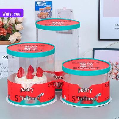 Transparent Round Birthday Cake Box with Waist Seal