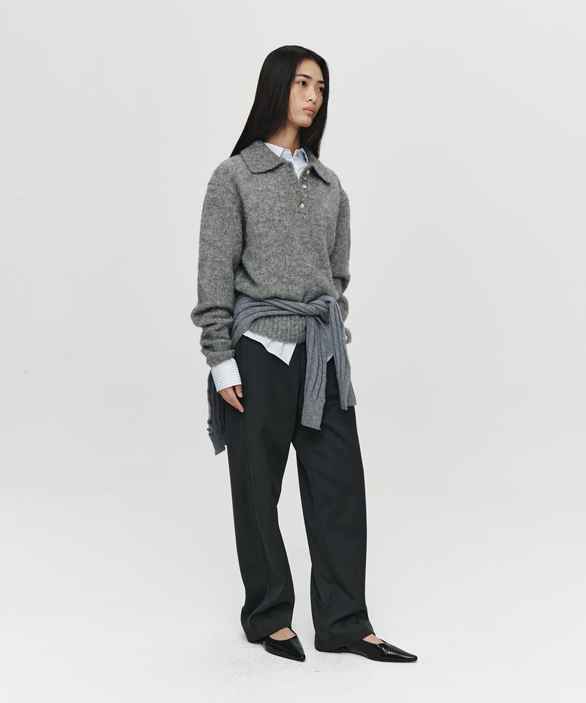 Hoite Het Mohair Polo Knit (Charcoal)