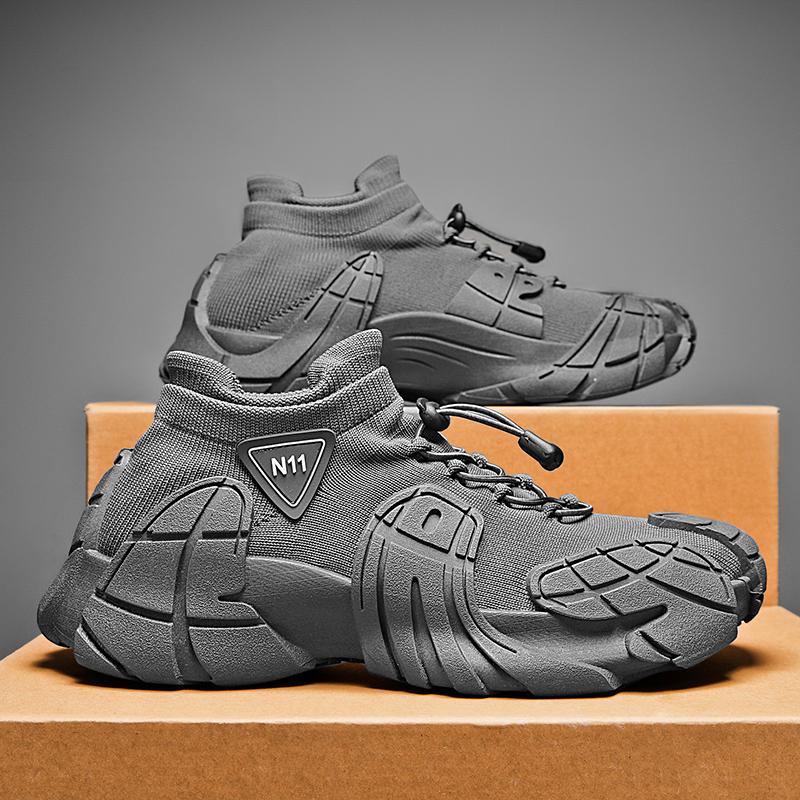 Modne męskie buty sportowe z ośmiornicą Męskie oddychające buty do biegania z siateczki Oversize buty do chodzenia Męskie obuwie Skarpetkowe trampki za kostkę