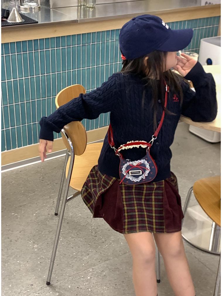Mini Borsa a Spalla in Denim con Fiocco di Pizzo Coreano per Donne e Bambini - Collezione Autunno/Inverno 2025