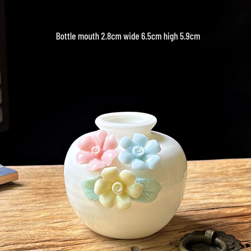 Handcrafted Ceramic Mini Vase for Fresh Flowers - Colorful Desktop Ornaments