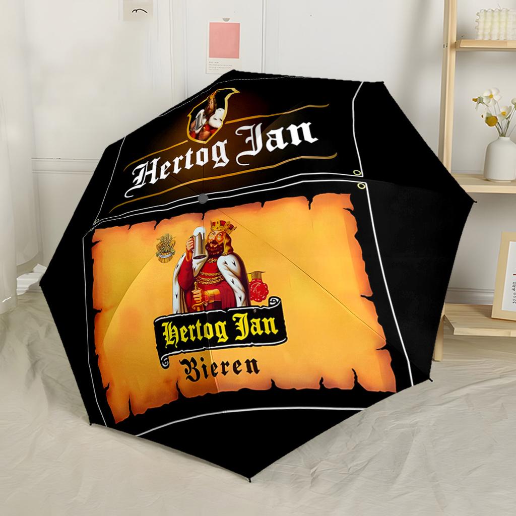 Etichetta Birra Hertog Jan Ombrello Automatico Portatile Compatto 8 Stecche Leggero Design Pieghevole Perfetto per Avventure all'Aperto Ombrello Pieghevole Compatto