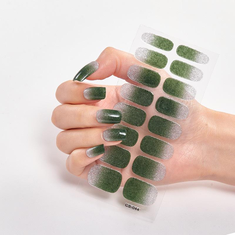 Trendy Waterproof No-Bake Gel Nail Art Stickers with Adhesive Backing