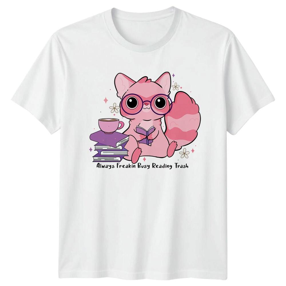 Reading Raccoon TShirt Always Freakin Busy Reading Trash Funny Book Tee S