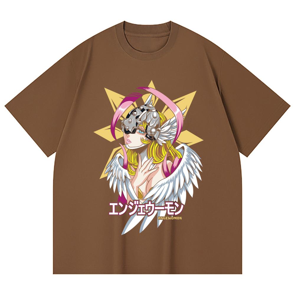 230 g/m² 100% Baumwolle Digimon V5 Angewomon Aufdruck Unisex Schweres Baumwoll-T-Shirt