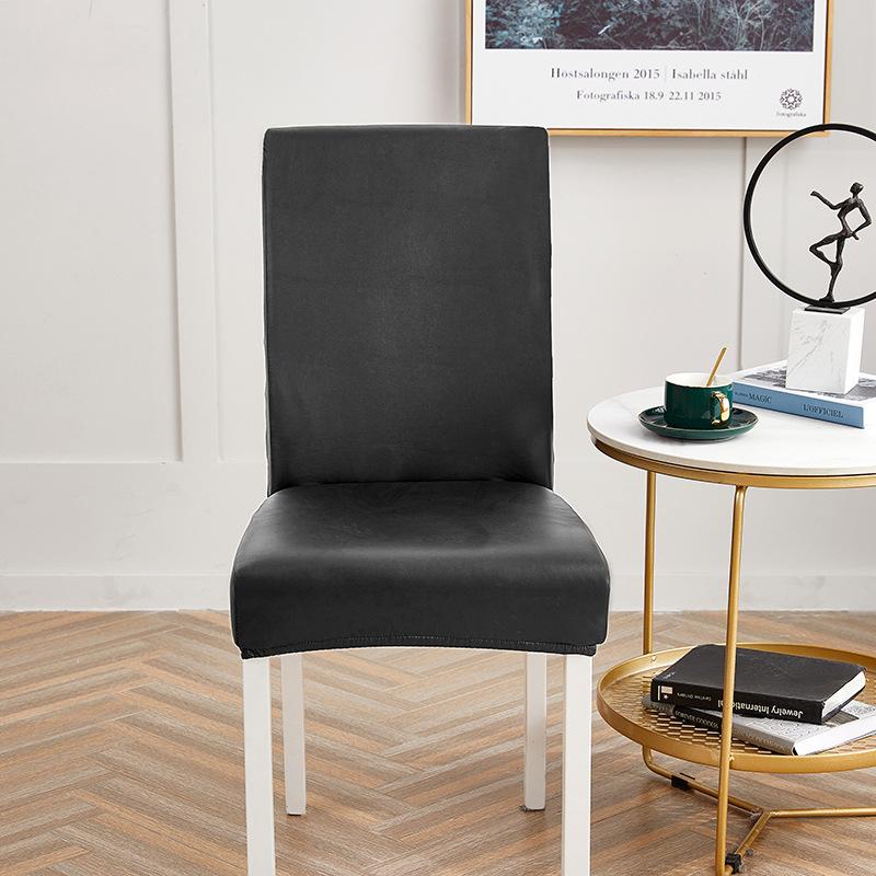 Solid Color Elastic Leather Seat Set Dining Chair Office Waterproof Dustproof Chair Cover