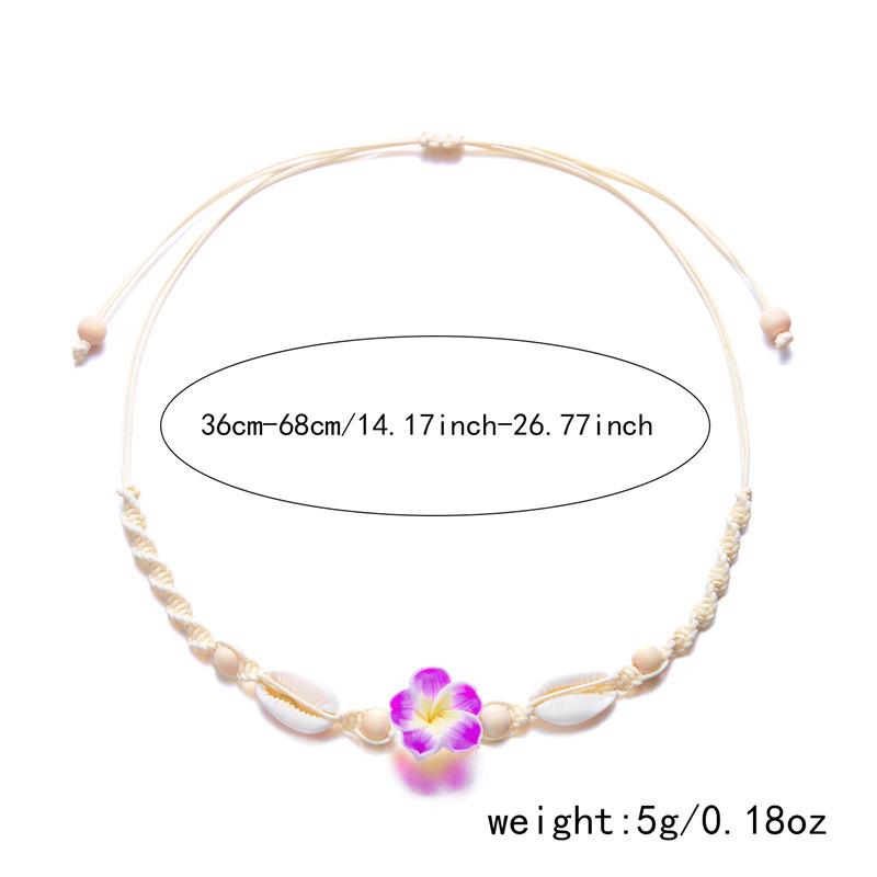 Bohemia Naszyjnik Choker z Muszelek Morskich Dla Kobiet Moda Lato Słodki Wisiorek z Kwiatem Ręcznie Pleciony Sznurek Łańcuszek na Szyję Biżuteria Dodatek