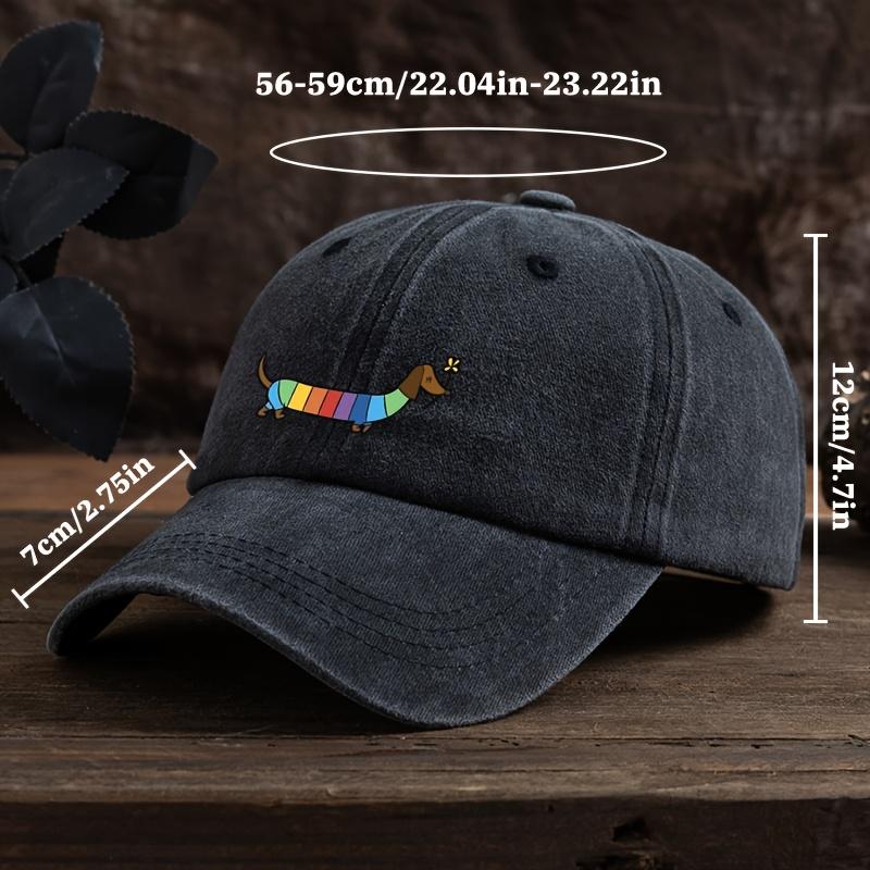 Rainbow Dachshund Dog Print Baseball Hat Unisex American Washed Retro Peaked Cap Trend
