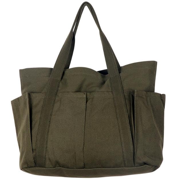 

Tote Cargo Mommy Mother Large Pocket [PETITCHOU] Bag, Bag, Bag, Bag, Capacity, Zippered, Canvas, Cotton, Sailcloth, Commuting, School, Outdoor, зелений