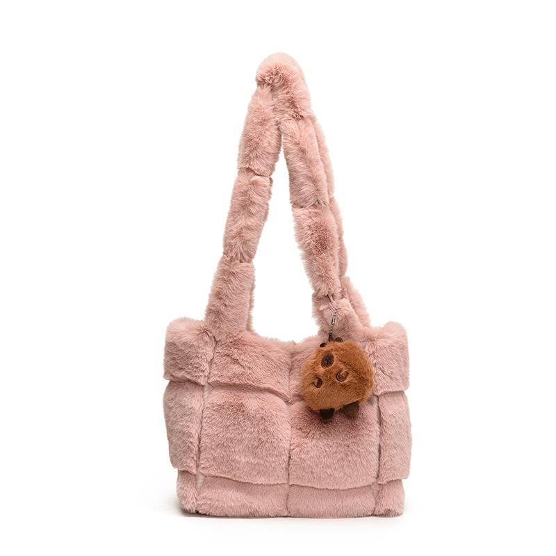 Large Capacity Plush Bag Women'S Plush Tote Bag Commuter Shoulder Bag