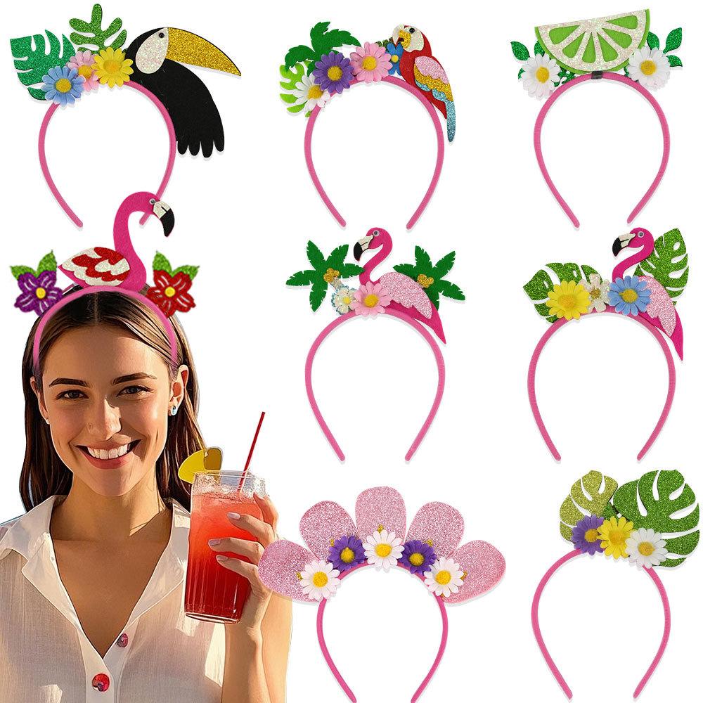 Children Party Headband Photo Prop Headpiece Flamingo Leaf Flower Design Lightweight Durable Flexible Material Suitable for Kids