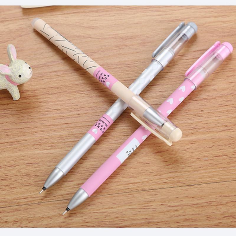 0.38mm Kawaii Heart Dots Erasable Pen Magic Ballpoint Pen Blue Black Ink Pen Student Stationery
