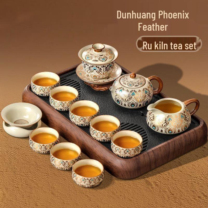 Chaxun Ru Kiln Dunhuang Phoenix Plume Kung Fu Tea Set