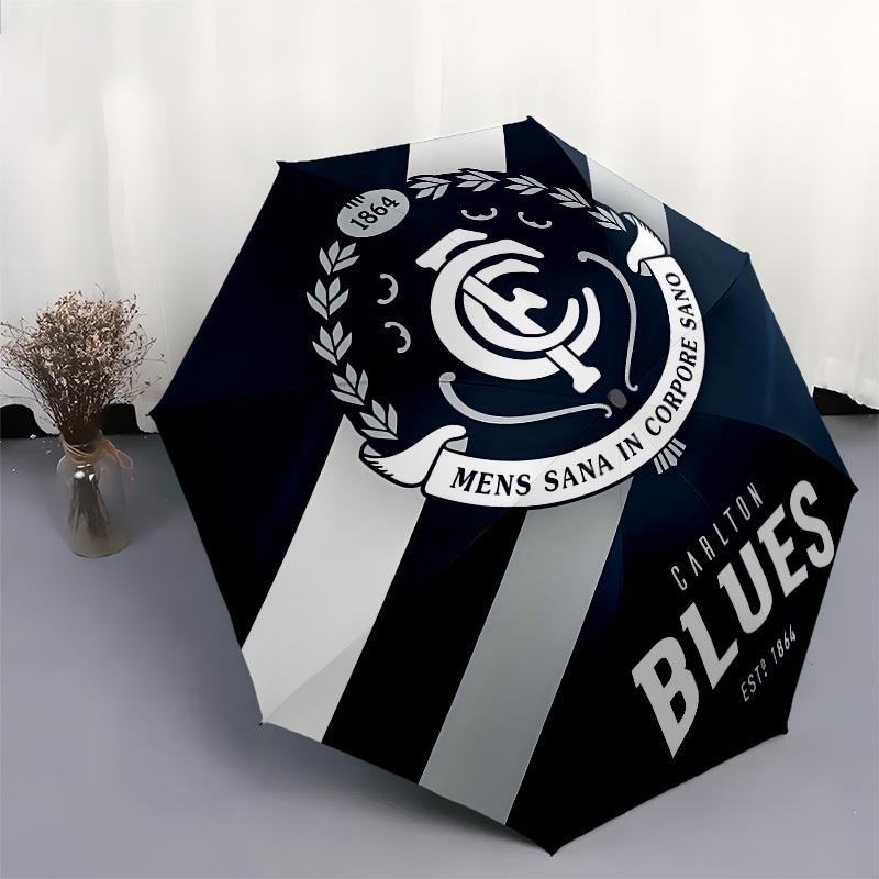Carlton Blues, AFL Team Automatic Opening and Closing, 8 rib Structure Portable Umbrella, Suitable for Men and Women in All Seasons  Perfect