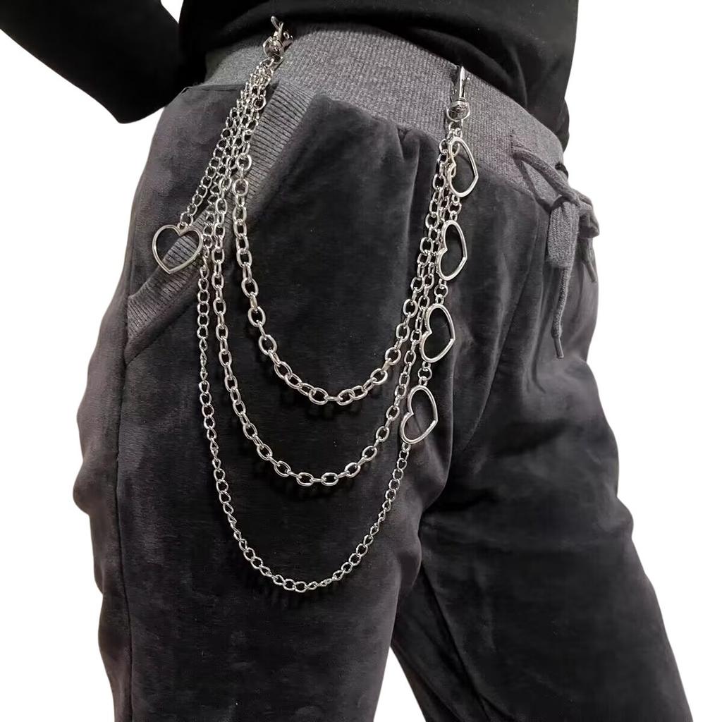 Hip Hop Trendy Cool Metal Love Multi-layer Waist Chain Female Ins Style Versatile Peach Heart Pendant Trouser Chain