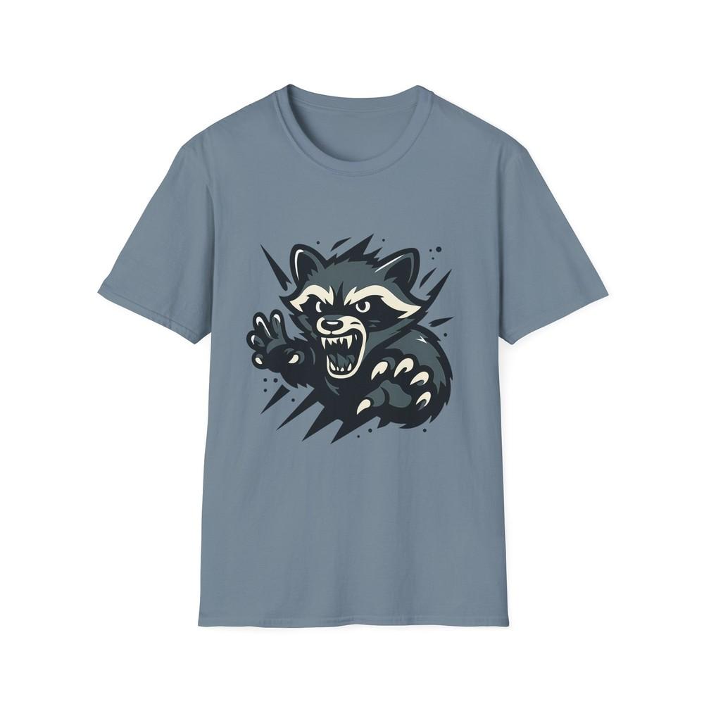 Unisex Softstyle T-Shirt Rage Raccoon Claw Marks Urban Street Art Graphic Tee