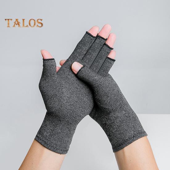 1 Pair Health Care Gloves Balanced Pressure Elastic Wrap Lightweight Neat Seams Half-Finger Design for Cycling Driving Fitness Touchscreen Mountain