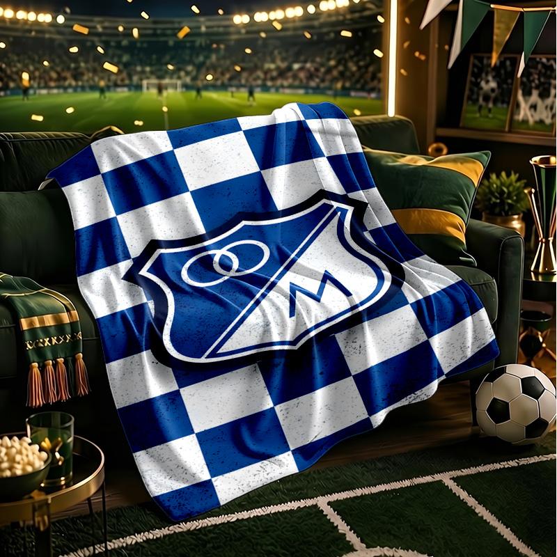 Blue White Crest Pattern Blanket Lightweight Ideal Bedding Blanket Perfect for Travel, Camping, Living Rooms, Offices, Sofas, Fan Christmas gift