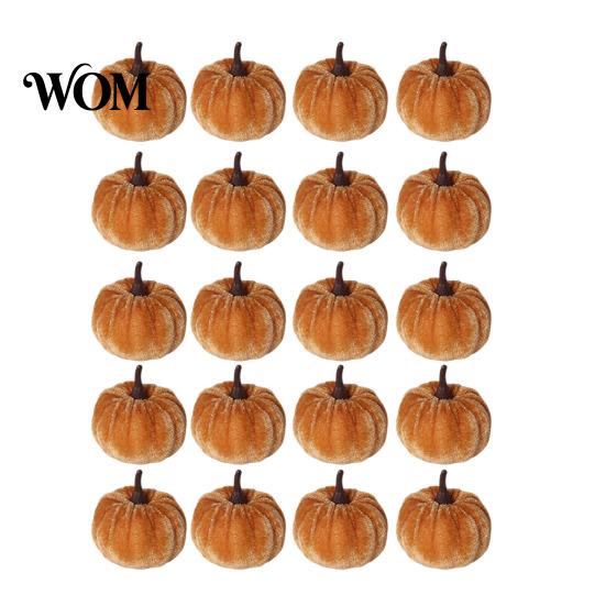 Vintage Style Pumpkin Accents 20 PCS Velvet Decorative Ornaments, Multi-Color Artificial Fall Harvest Decor Mini Pumpkins for Crafts Mantel