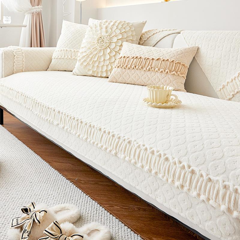Autumn and Winter New Milk Fiber Sofa Cushion Nordic High-Grade Sofa Seat Cushion Non-Slip Universal Cover Towel Cover