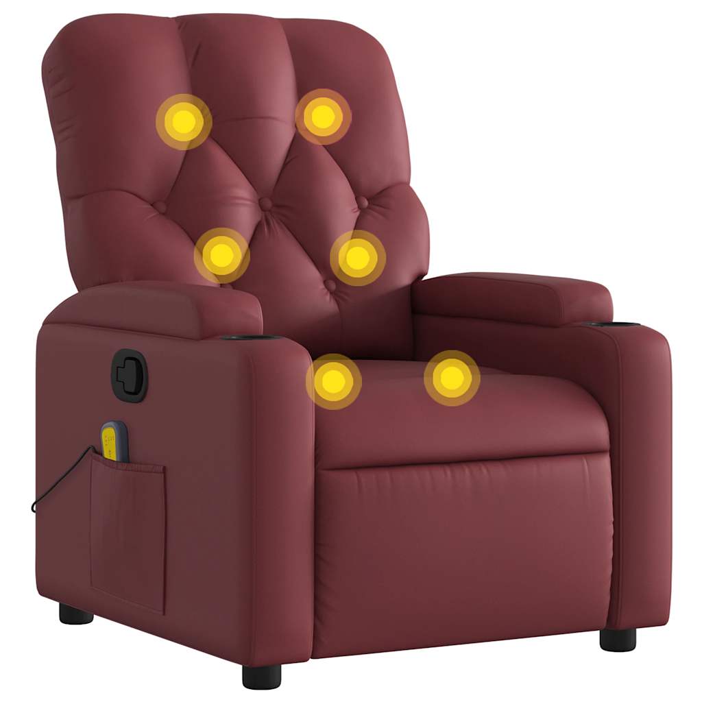 Massage Chair Burgundy Faux Leather