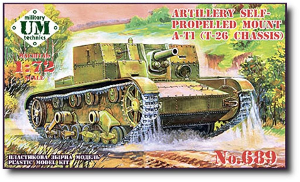 Unimodel Scale Soviet Gun On the Polycaterpillar Plastic Model Kit UU72689 1/72 AT-1 76.2mm Self-Propelled (Based T-26)