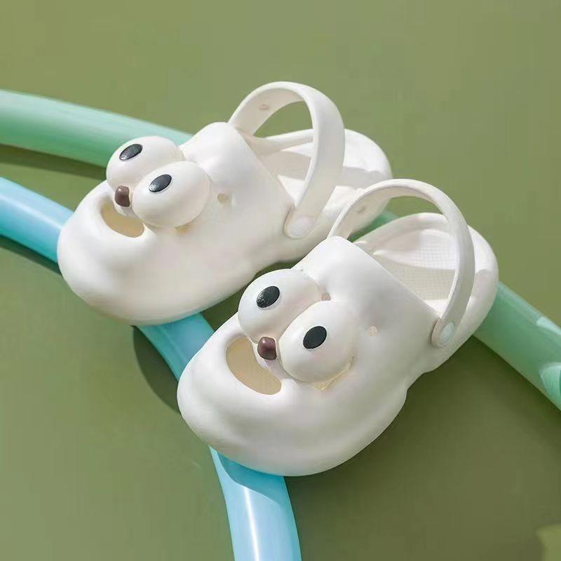 Cute Large Eye Dog Slippers Adorable Women's Summer Beach Sandals Casual Design