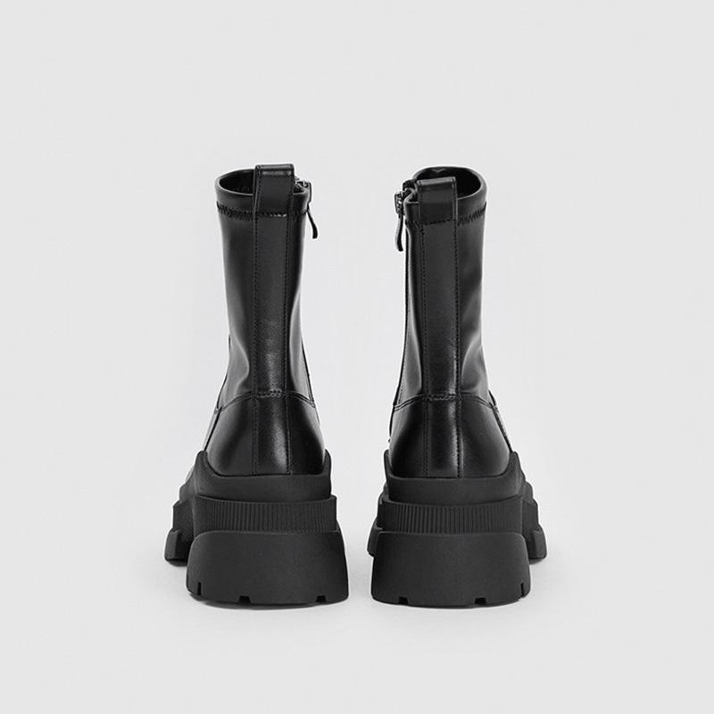 2025 NEW Basic Women Ankle Boots Casual Concise Leather Round Toe Thick Heels Working Shoes Autumn Winter Botines De Mujer Boots