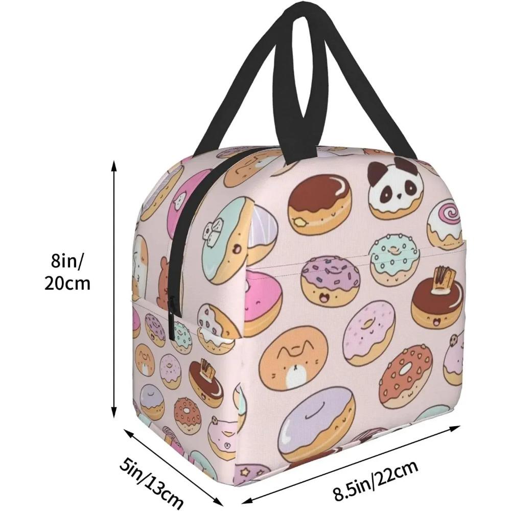 Kawaii Donuts Insulated Lunch Bag Reusable Lunch Box Women Cooler Lunch Boxes Waterproof Lunch Tote for Picnic Travel Work