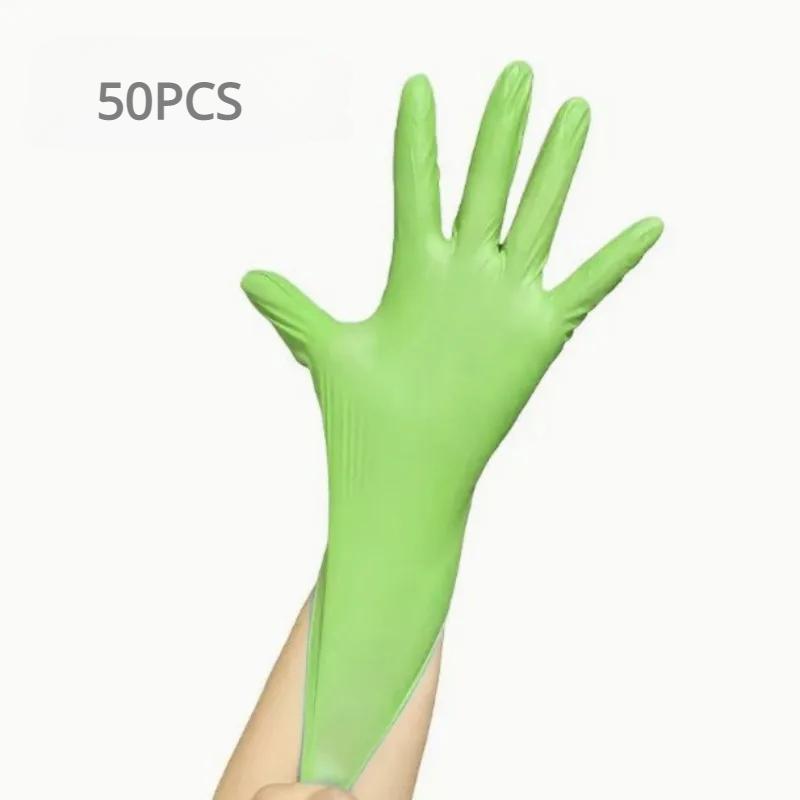 100/50/20PCS Light Green Nitrile Gloves for Kitchen Household Clean Tool Garden Makeup Disposable Gloves Waterproof Work Gloves