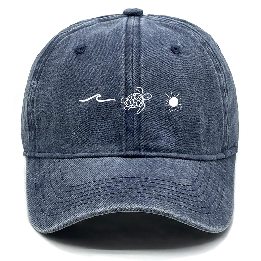 Waves Turtle Sun Print Unisex Snapback Baseball Hat Sports Hat All-season Adjustable Baseball Cap Perfect For Street Wear