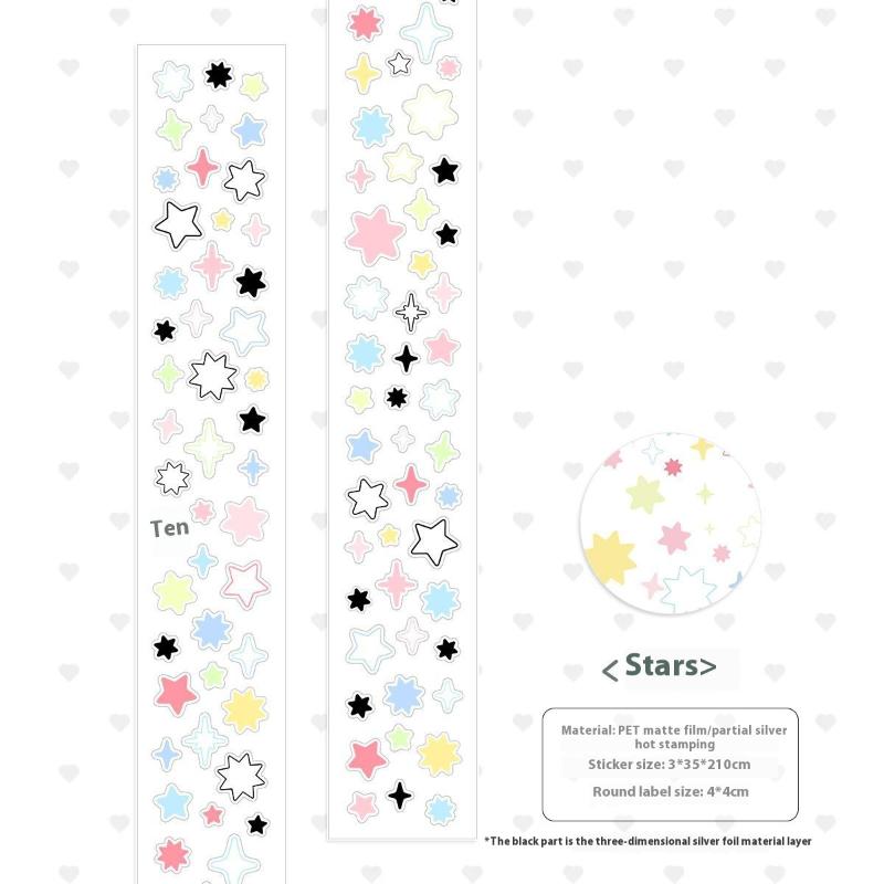 Alphabet Star Clover Fish Cake Tape PET Sticker INS Style DIY Decorative Tape Planner Diary Ledger Decoration Supplies Scrapbook