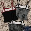 2026 Summer Red & Black Star Print Spaghetti Strap Slimming Tank Top for Women