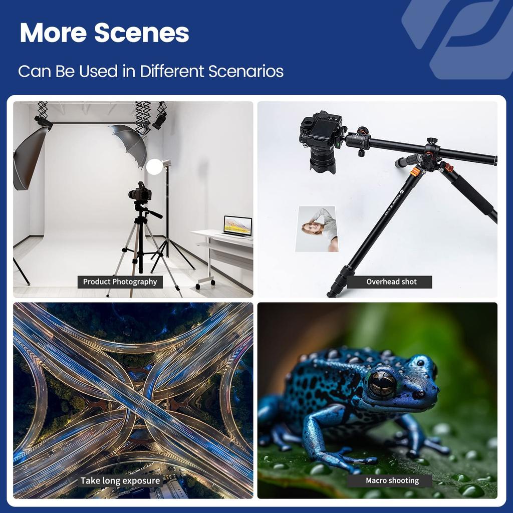 Fotopro 160CM Overview Tripod Camera Tripod Horizontal 360 Tripod Portable Monopod with Ball Head 10KG Load Capacity Quick Release Plate for Travel