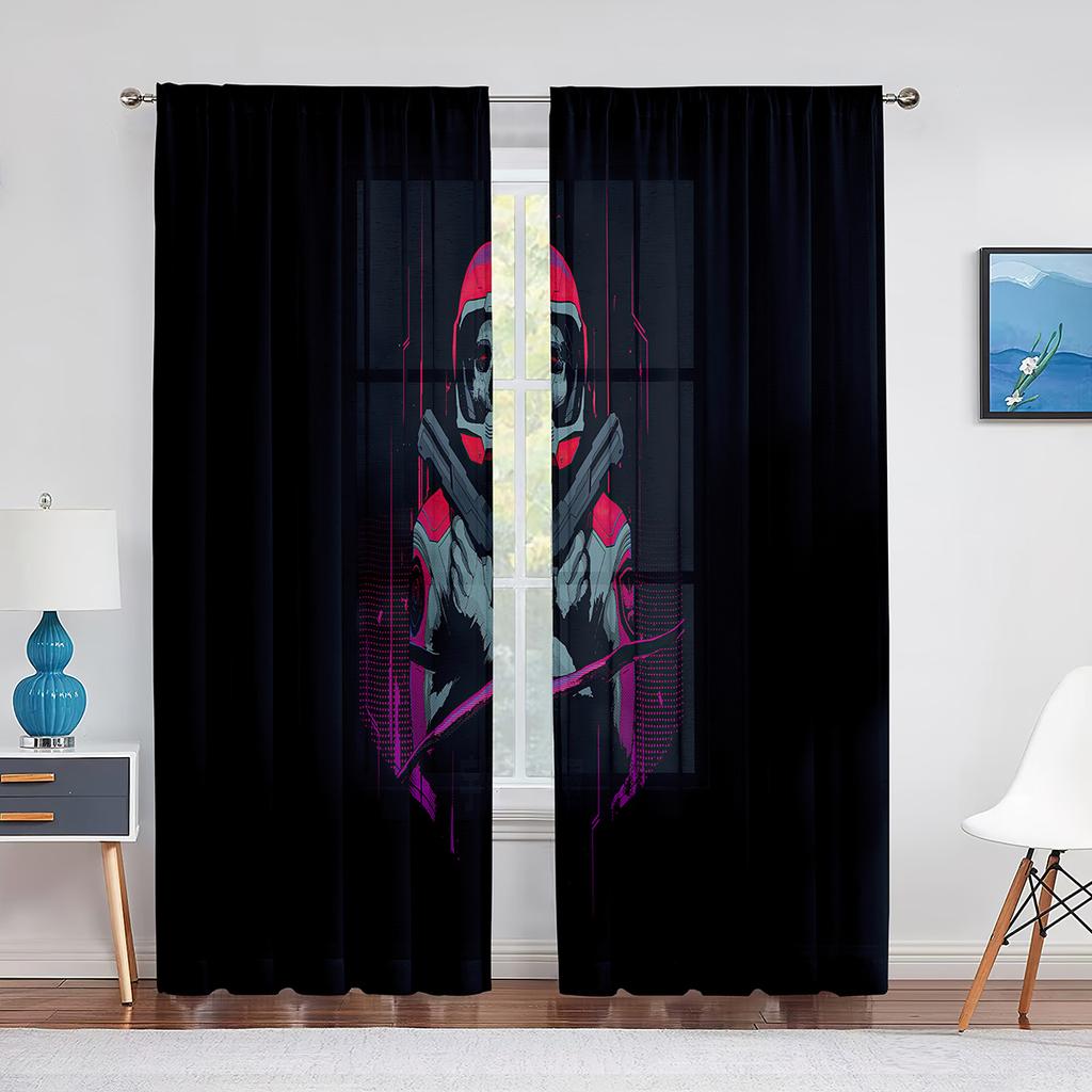Dödskalle Textur med Huvudskål Huvudben Tyllgardiner för Vardagsrum Sovrum Chiffong Skir Voile Kök Fönstergardin Draperier