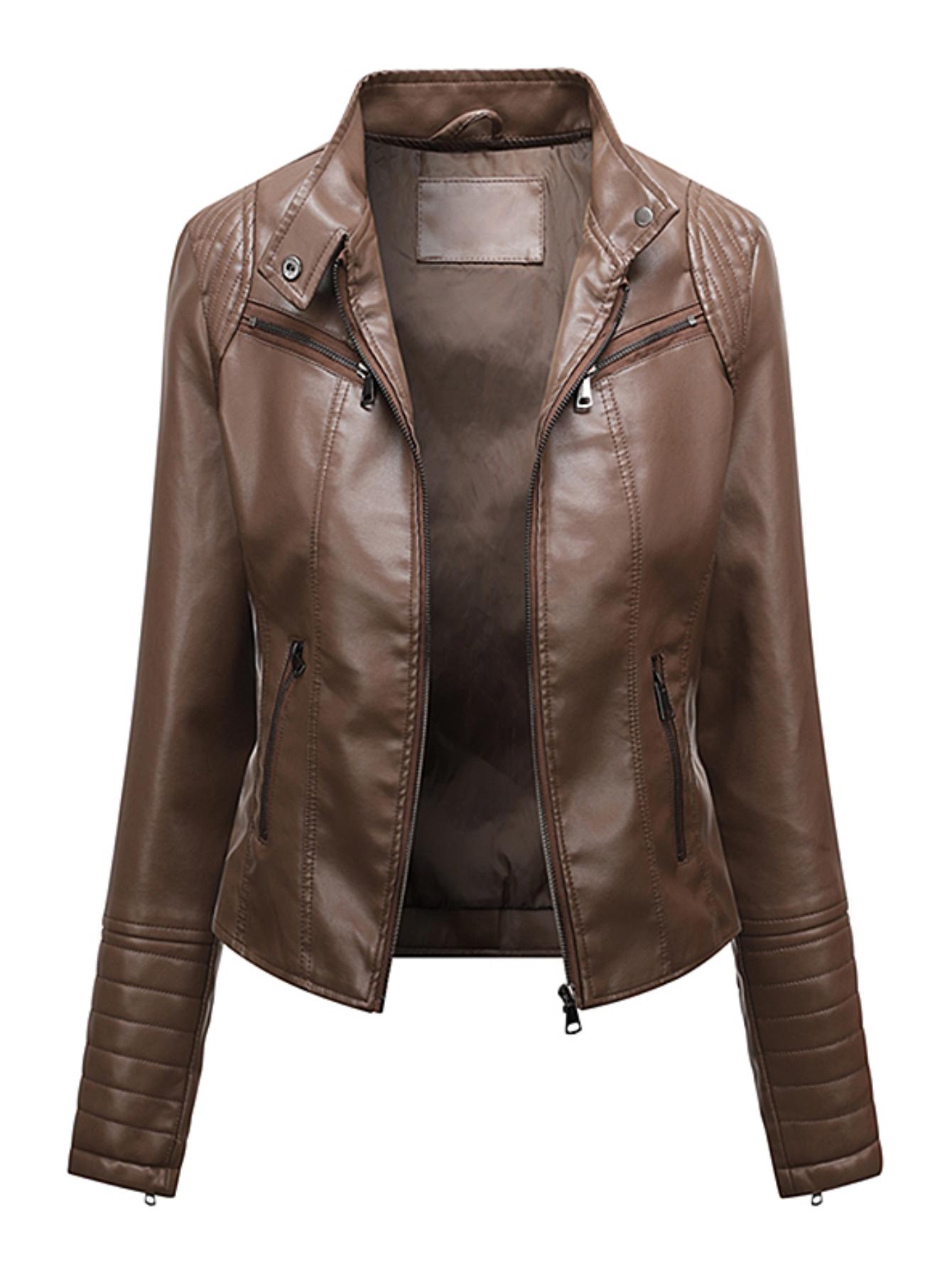 Thin Faux Leather Jacket for Women