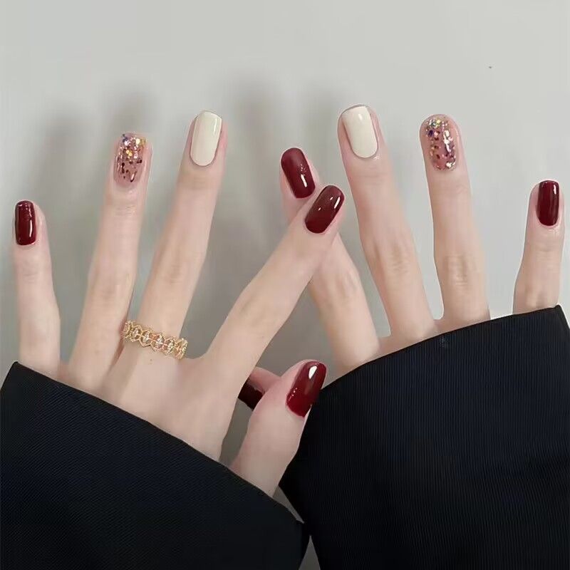 

Детские наклейки на ногти с бабочками, накладные ногти, детские, для ношения, короткие, ученические, белые, съемные типсы, готовые ногти Candy Tone Medium Long