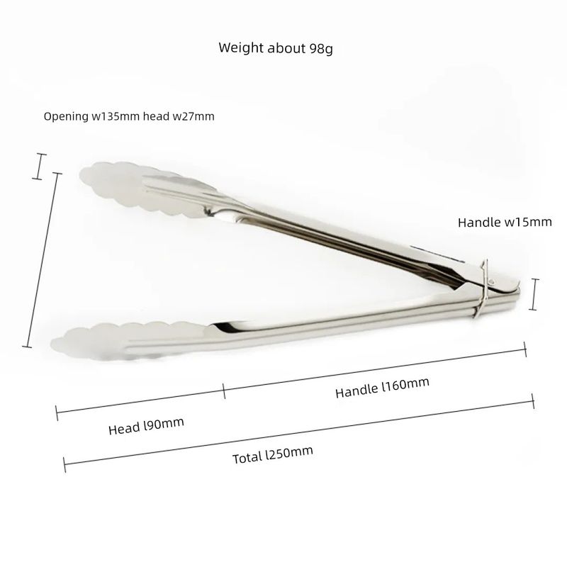 Thickened Stainless Steel Tongs, Bread Tongs, Barbecue Tongs, Rubber-Handled Hanging Food Tongs, 10-12- 14-16inch Plum Blossom Tongs