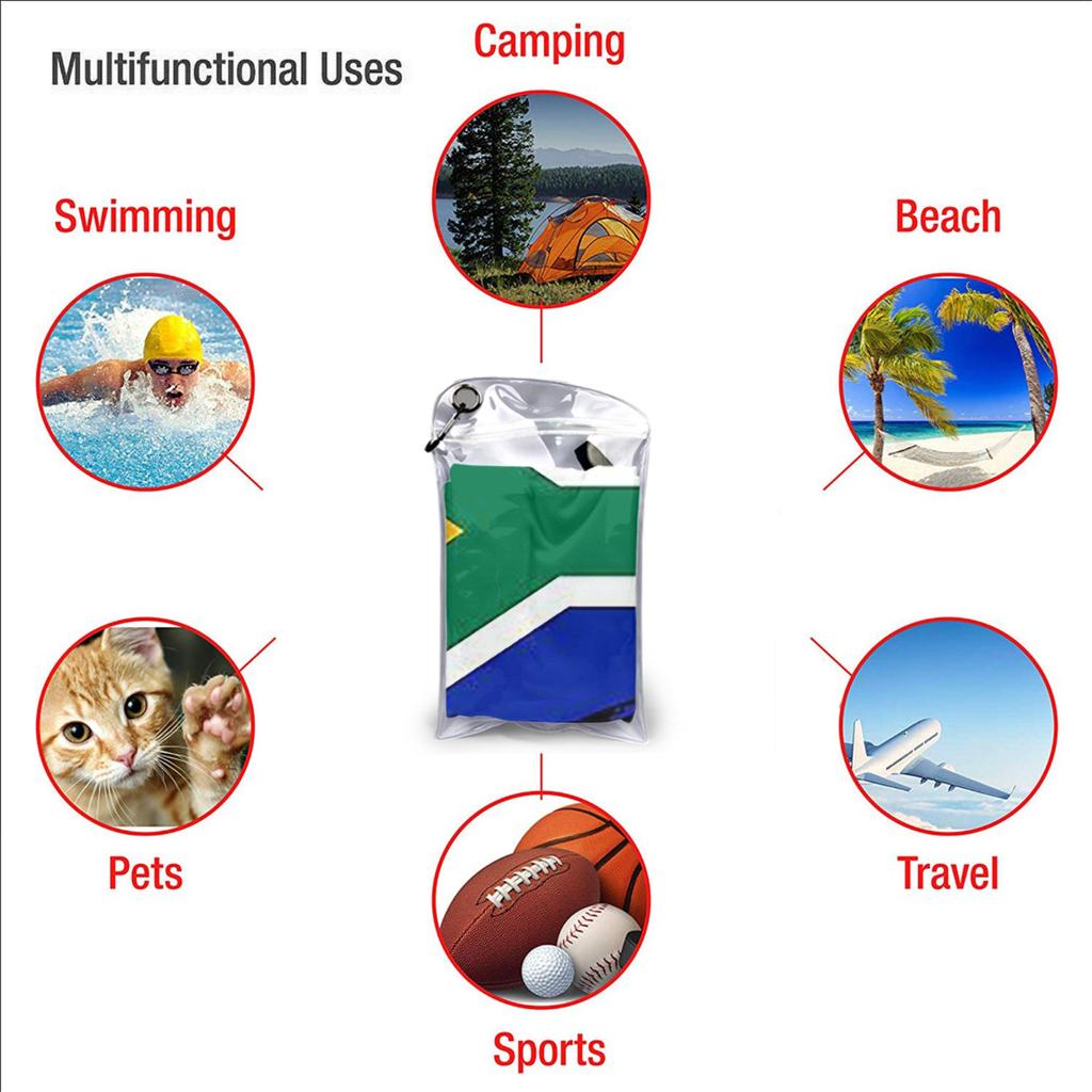 South African Springboks Flag Beach Towel Soft Microfiber Quick Dry Absorbent Quick Towels For Mountain Climbing