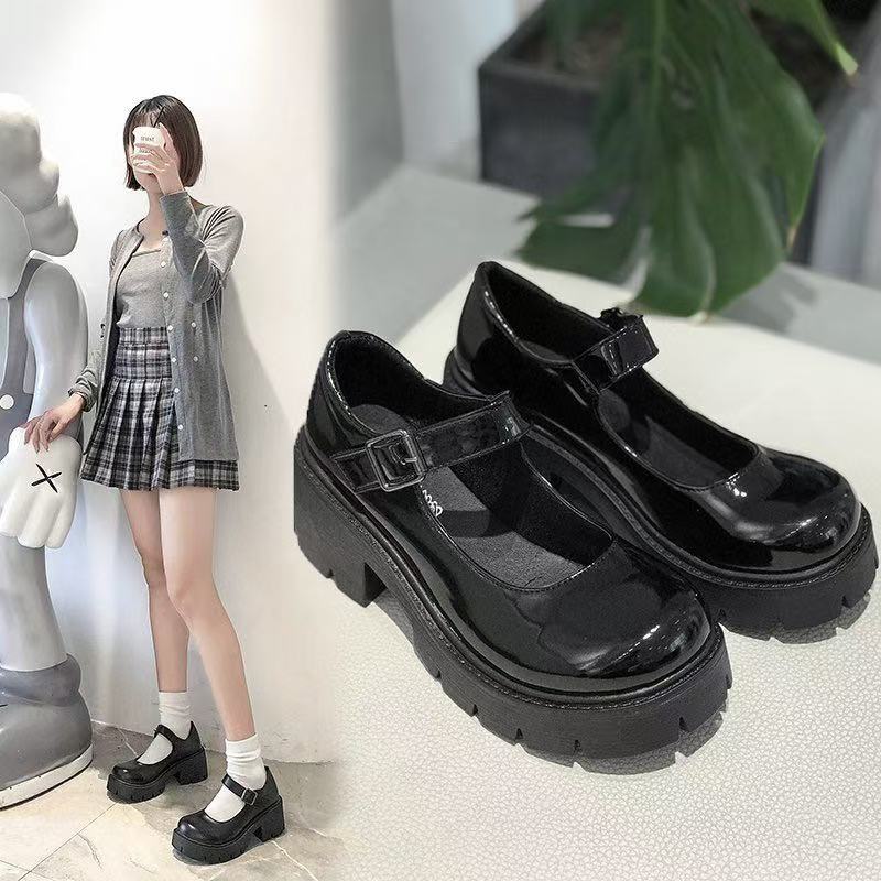 Summer large size new Mary Jane women's shoes thick heel platform jk uniform single shoes high heels women's retro British