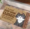 Feiertagskatze Fußmatte für den Innenbereich Bitte Tür geschlossen halten Das Design ist für Feiertags-Wohndekorations-Enthusiasten Feiertagskatze Designmatte