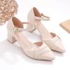 zapatos de mujer lady cute pointed toe beige office career work pumps women fashion buckle strap spring summer heel shoes ga323